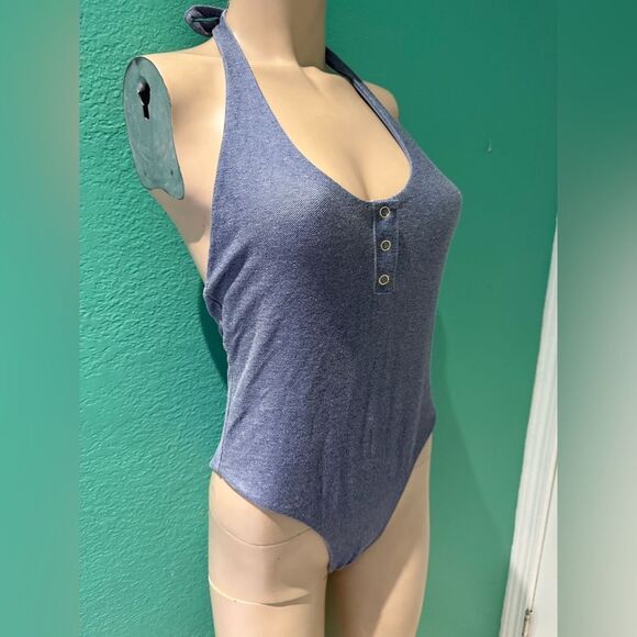Beach Bunny Blue Halter One Piece Swimsuit - Picture 5 of 6